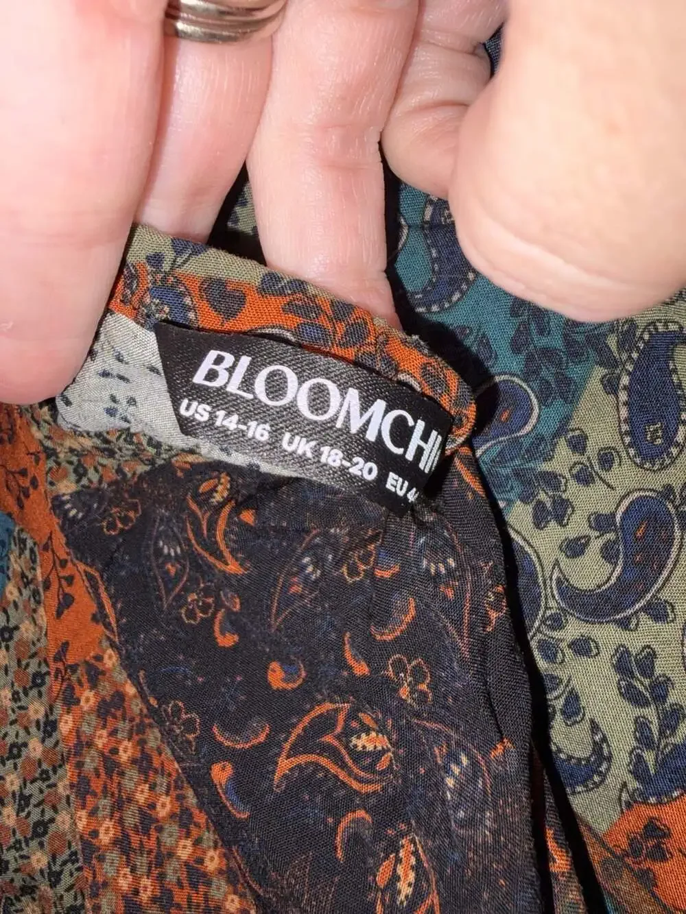 BloomChic Patchwork Floral Print Ruffle Sleeve Peplum Top